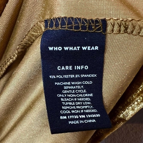 Who What Where Gold Crushed Velvet Women’s Tiered Midi Dress Sz L - Picture 8 of 12